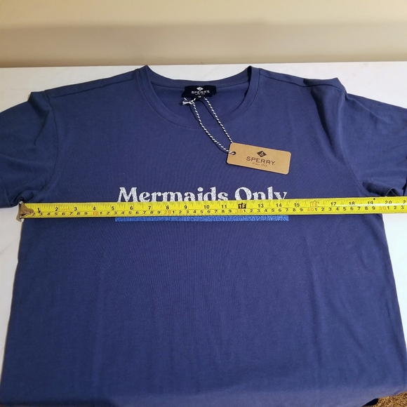 Sperry Mermaids Only Cuffed Sleeve T-Shirt NWT Blue Teal - Picture 5 of 7